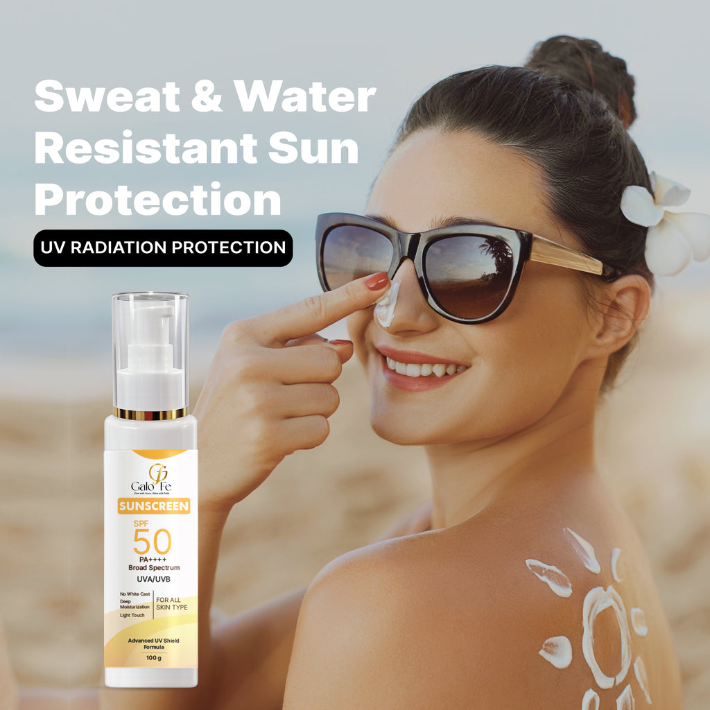 Galo Fe Sunscreen SPF 50 PA++++, Broad Spectrum UVA/UVB, No White Cast, Deep Moisturisation, All Skin Types (100 ML)