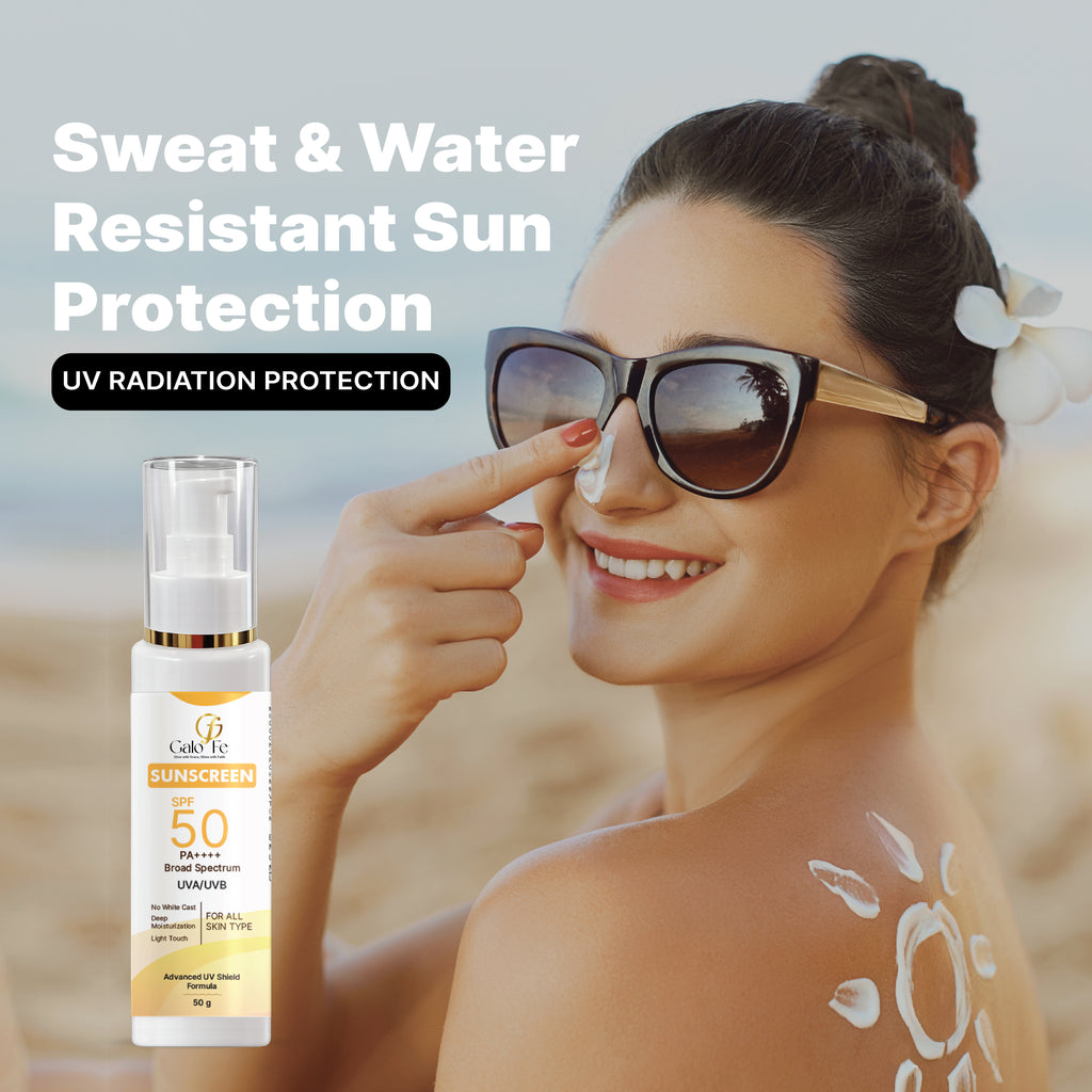 Galo Fe Sunscreen SPF 50 PA++++, Broad Spectrum UVA/UVB, No White Cast, Deep Moisturisation, All Skin Types (50 ML)