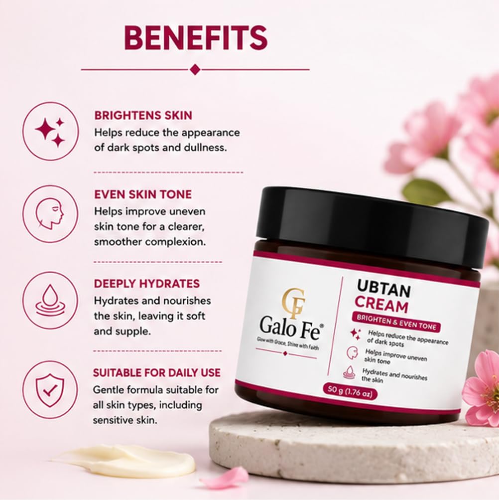 Galo Fe Face Cream for Deep Hydration & Nourishment | Long-Lasting Moisture Barrier Support | Lightweight Daily Moisturizer for Soft & Healthy-Looking Skin | For Men & Women | 50 g (Ubtan Cream)