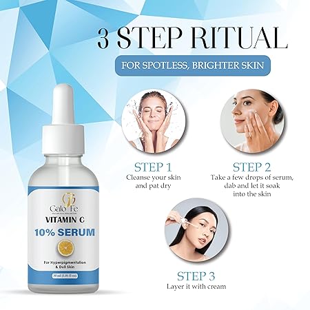 Vitamin C 10% Face Serum, 30 ml, for Dark Spot Correction, Skin Brightening, with Alpha Arbutin 2%, Paraben Free