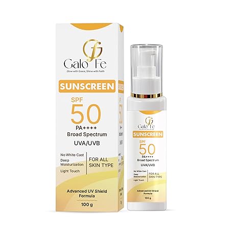 Sunscreen SPF 50 PA++++, Broad Spectrum UVA/UVB, No White Cast, Deep Moisturisation, All Skin Types (100 ML)