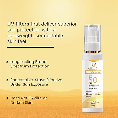 Sunscreen SPF 50 PA++++, Broad Spectrum UVA/UVB, No White Cast, Deep Moisturisation, All Skin Types (100 ML)