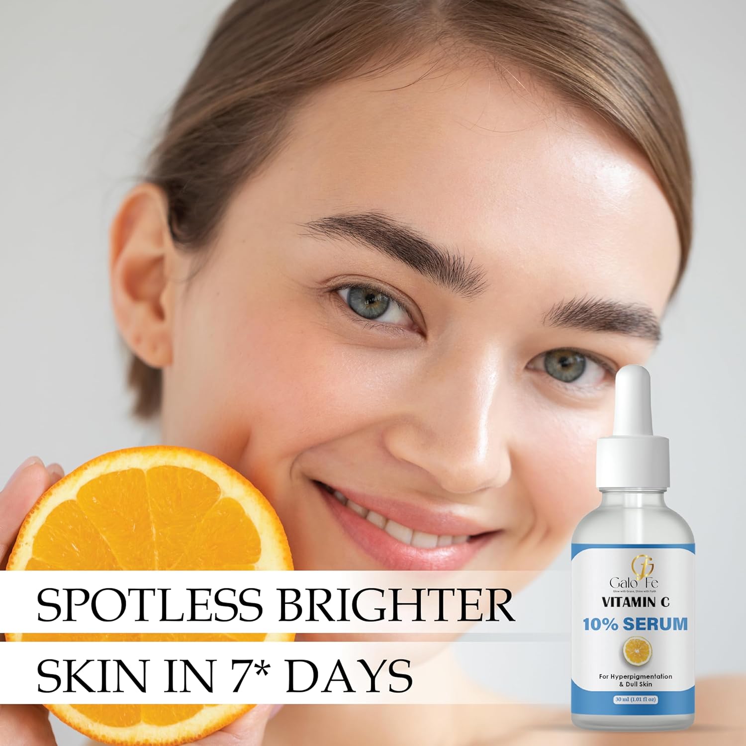Galo Fe Vitamin C 10% Face Serum, 30 ml, for Dark Spot Correction, Skin Brightening, with Alpha Arbutin 2%, Paraben Free