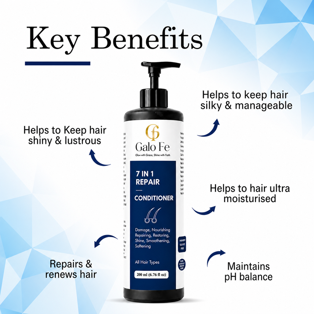 Galo Fe 7 in 1 Repair Conditioner, Rice Water Infused, Paraben & Sulphate Free, Colour Safe, for All Hair Types, 200 ml