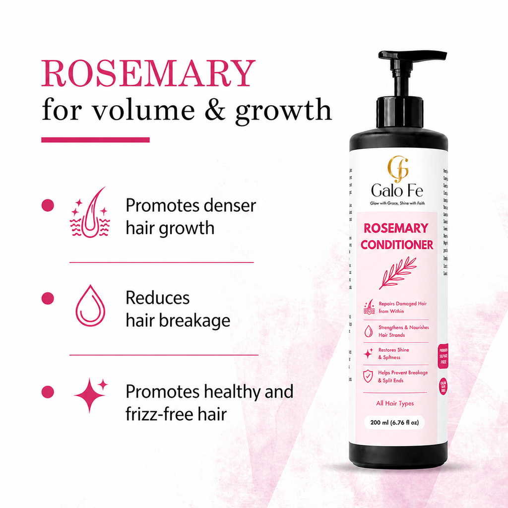 Galo Fe Rosemary Conditioner, Rice Water Infused, Paraben and Sulphate Free, Colour Safe, for All Hair Types, 200 ml