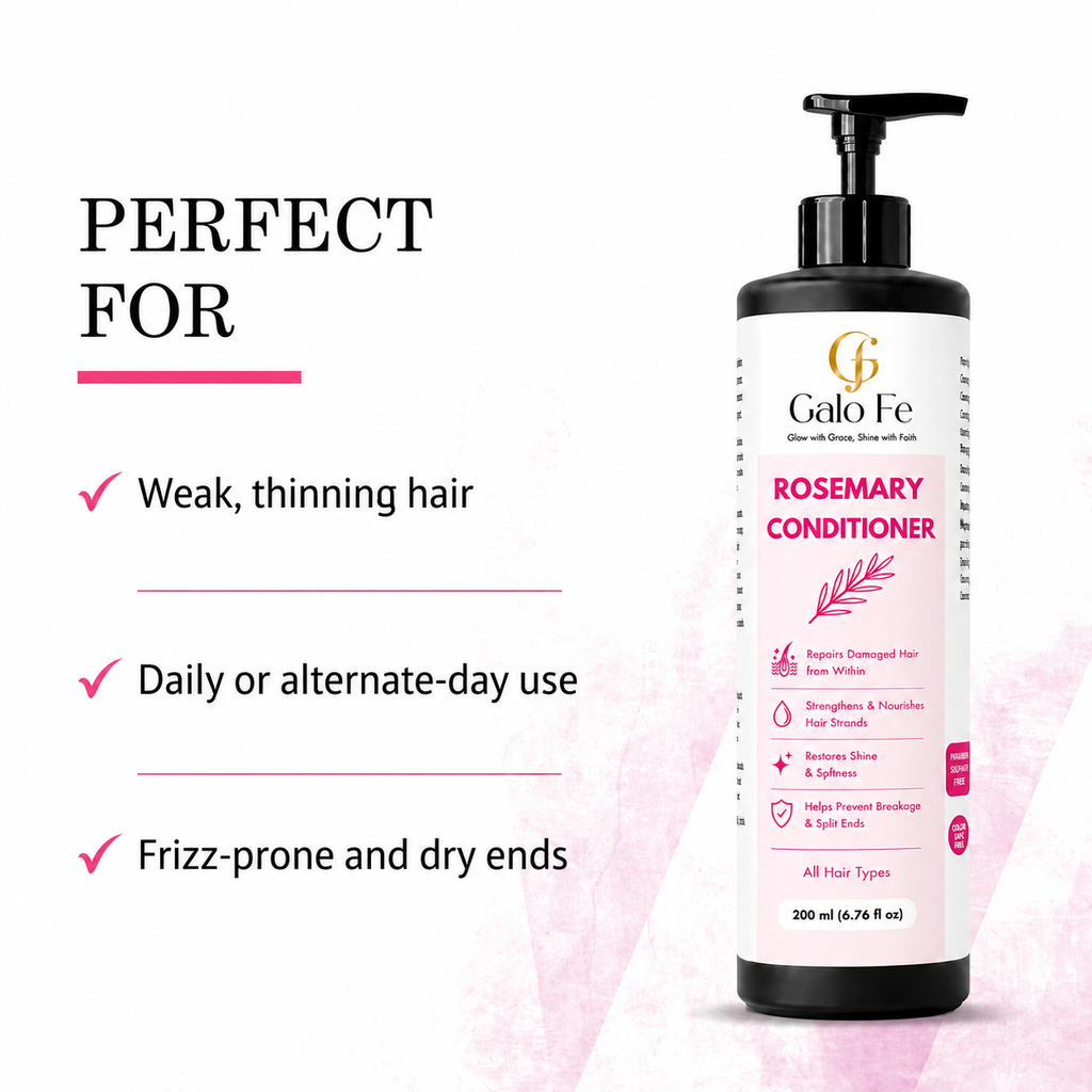 Galo Fe Rosemary Conditioner, Rice Water Infused, Paraben and Sulphate Free, Colour Safe, for All Hair Types, 200 ml