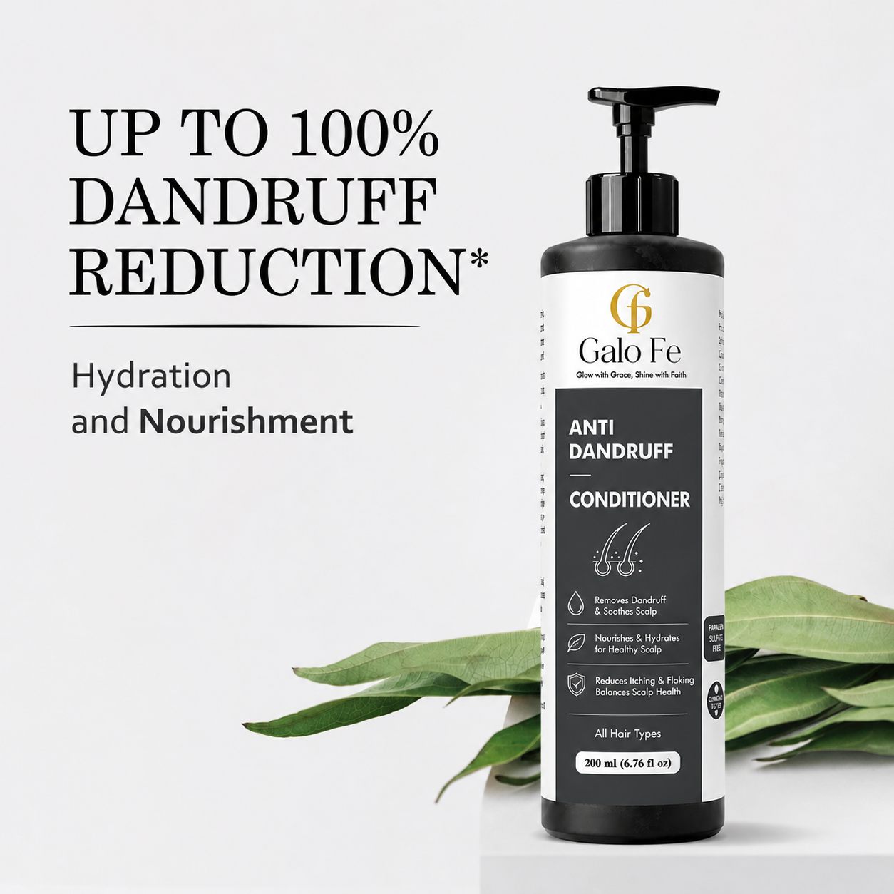 Galo Fe Anti Dandruff Conditioner, Paraben and Sulphate Free, Rice Water Infused, for All Hair Types, 200 ml