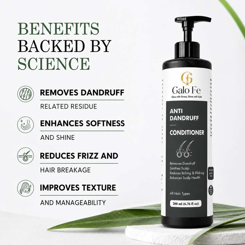 Galo Fe Anti Dandruff Conditioner, Paraben and Sulphate Free, Rice Water Infused, for All Hair Types, 200 ml