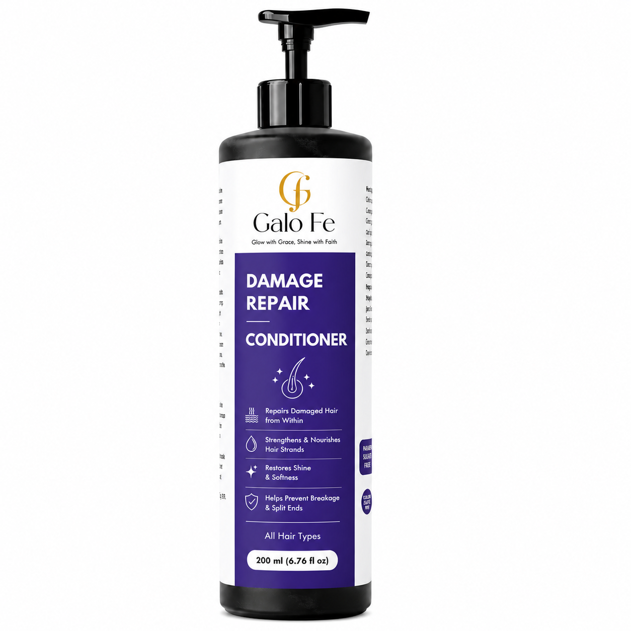 Galo Fe Damage Repair Conditioner, Rice Water Infused, Paraben & Sulphate Free, Colour Safe, All Hair Types, 200 ml