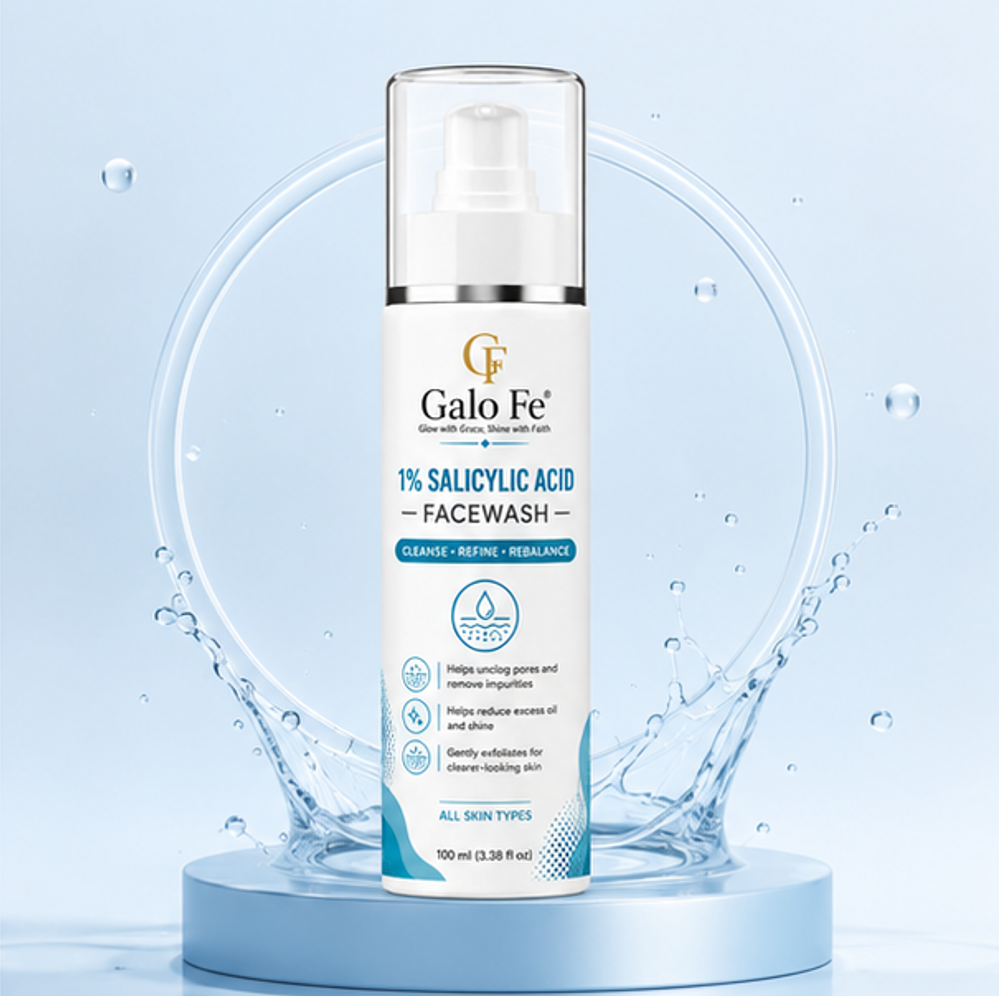 Galo Fe Face Wash 100ml | Deep Cleansing Face Cleanser for Oil, Dirt & Impurities | Refreshing & Hydrating Daily Face Wash | Suitable for All Skin Types | Men & Women (1% Salicylic Acid)