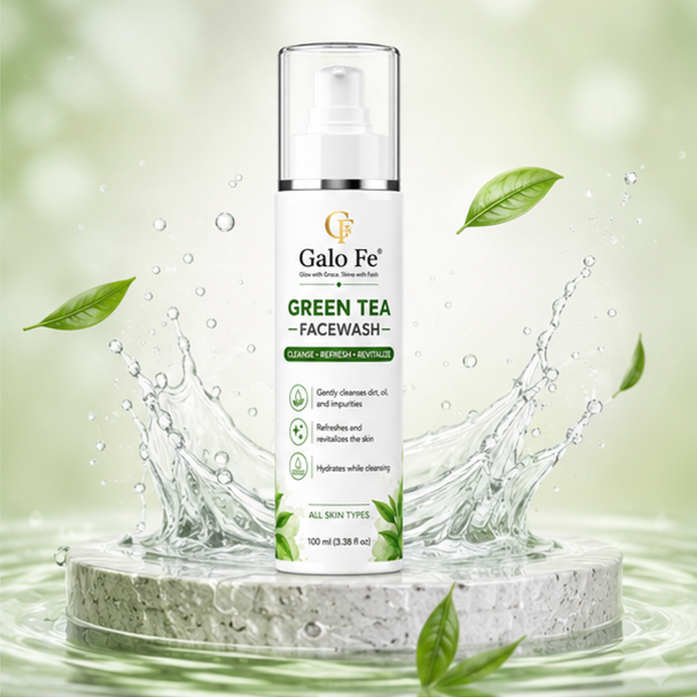 Galo Fe Face Wash 100ml | Deep Cleansing Face Cleanser for Oil, Dirt & Impurities | Refreshing & Hydrating Daily Face Wash | Suitable for All Skin Types | Men & Women (Green Tea)