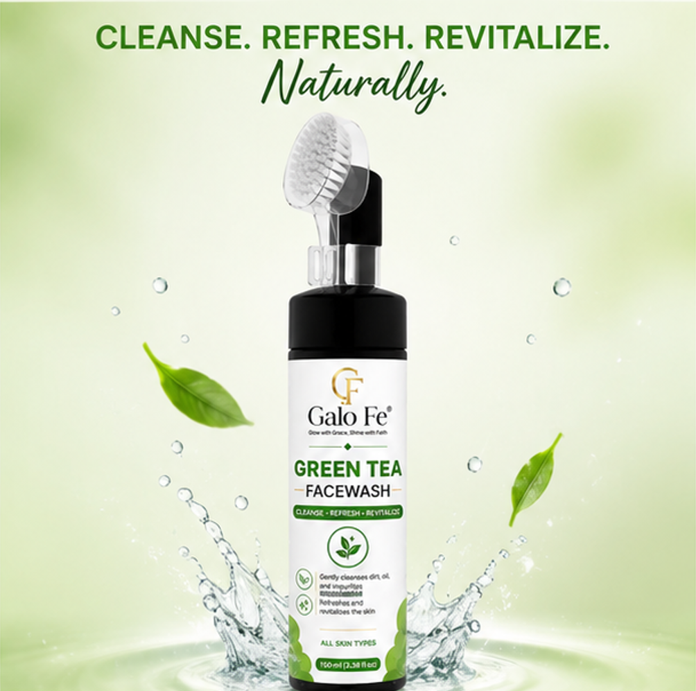 Galo Fe Green Tea Face Wash 150ml | Deep Cleansing Face Cleanser for Oil, Dirt & Impurities | Refreshing & Hydrating Daily Face Wash | Suitable for All Skin Types | Men & Women (Green Tea)