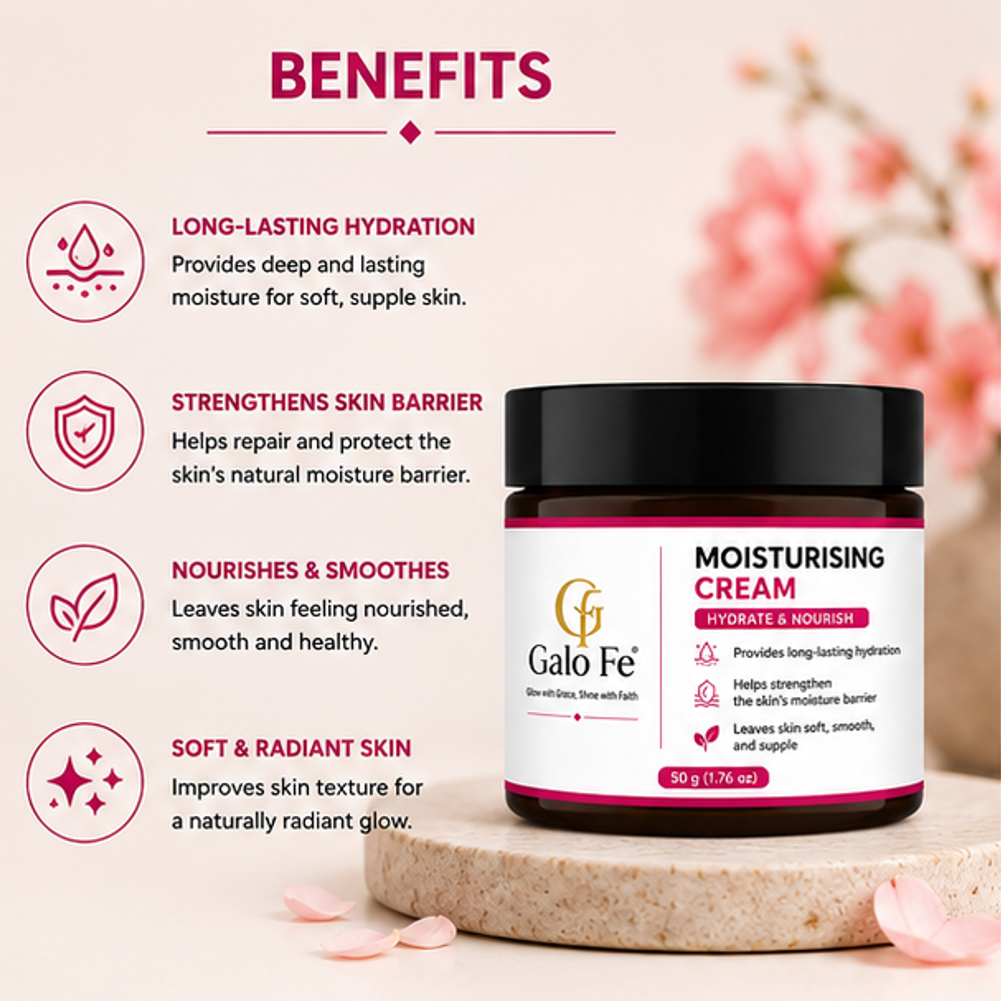 Galo Fe Face Cream for Deep Hydration & Nourishment | Long-Lasting Moisture Barrier Support | Lightweight Daily Moisturizer for Soft & Healthy-Looking Skin | For Men & Women | 50 g (Moisturising Cream)