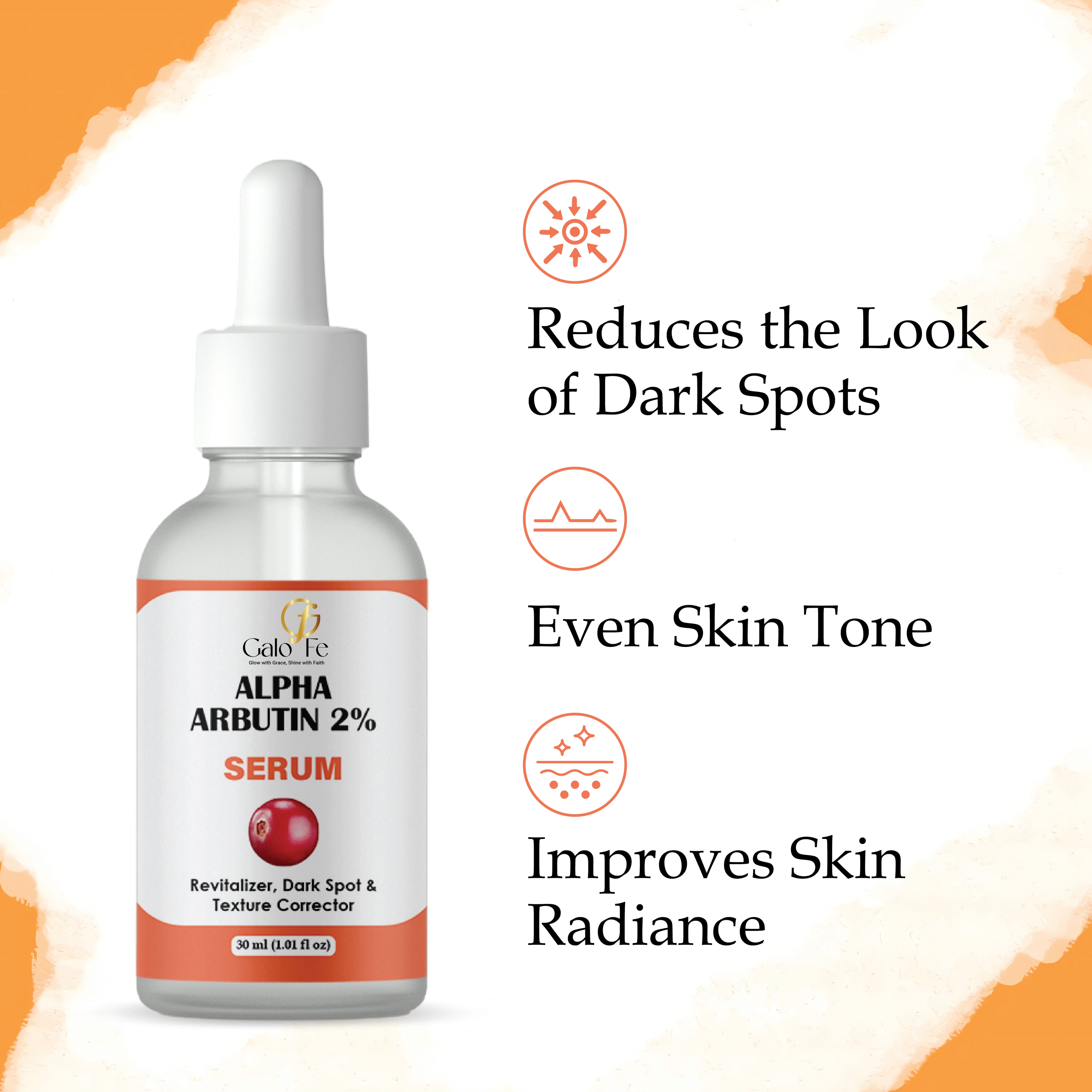Galo Fe Alpha Arbutin 2% Serum, Dark Spot and Texture Corrector, Revitalizer, Even Skin Tone, 30 ml