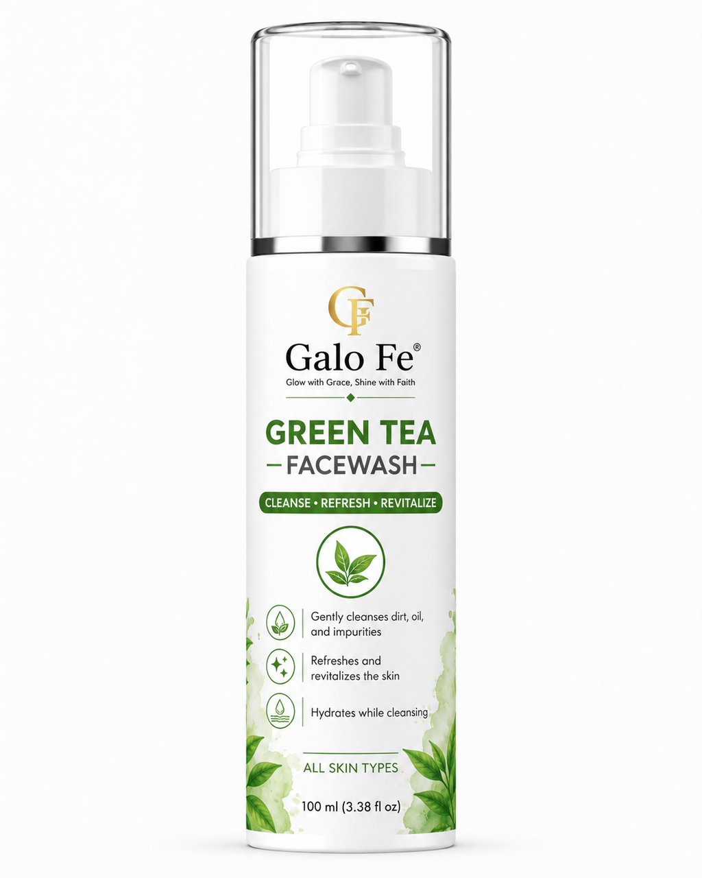 Galo Fe Face Wash 100ml | Deep Cleansing Face Cleanser for Oil, Dirt & Impurities | Refreshing & Hydrating Daily Face Wash | Suitable for All Skin Types | Men & Women (Green Tea)