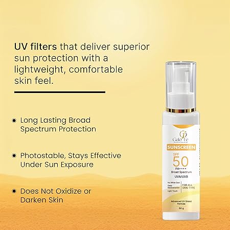 Sunscreen SPF 50 PA++++, Broad Spectrum UVA/UVB, No White Cast, Deep Moisturisation, All Skin Types (50 ML)